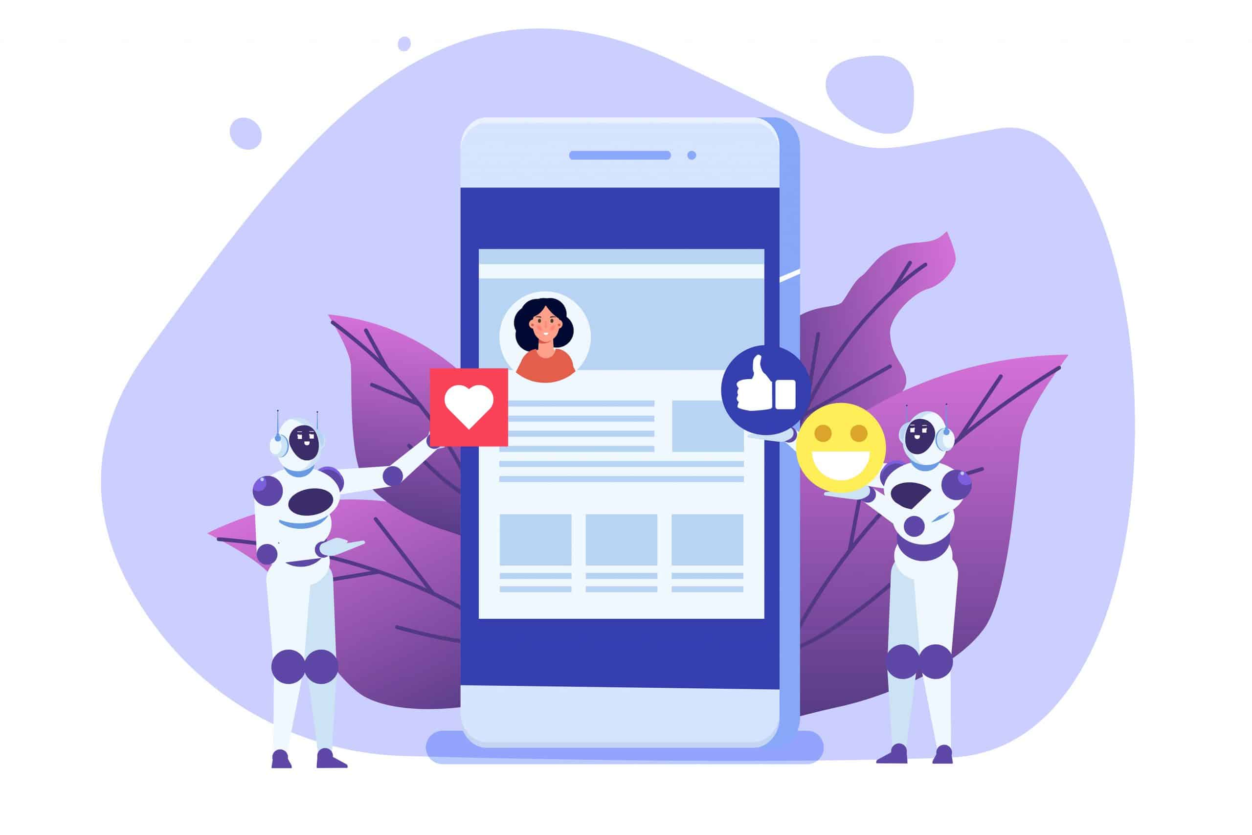 Social media bots, Fake accounts concept. Automation method to gain followers. Vector illustration. Auto image posting on multiple channels - CIT Digital